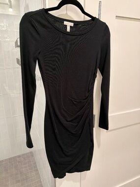 Leith black midi dress